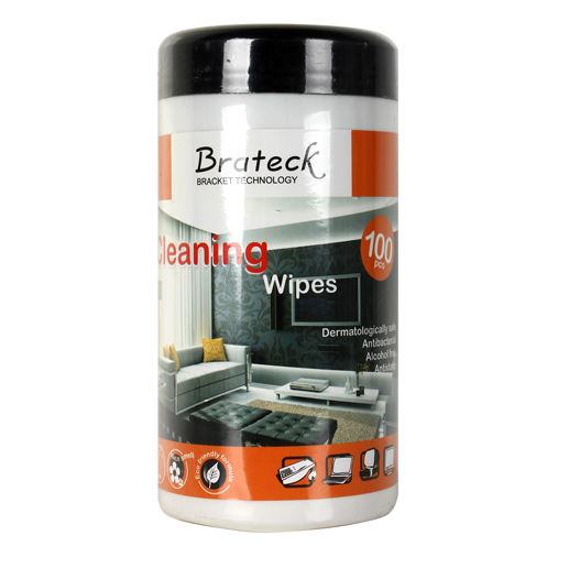 BRATECK 100pc LCD Cleaning Wipes. Dermatologically safe, Alcohol Free,  Antistat