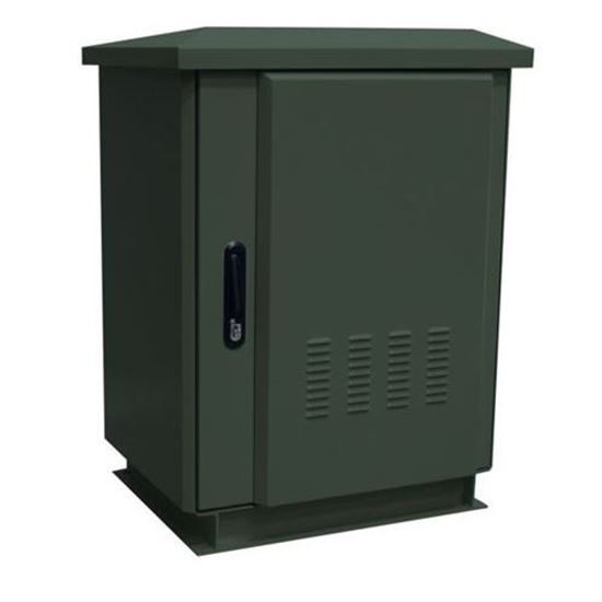 DYNAMIX 18RU Outdoor Freestanding Cabinet. (800 x 800 x 18U) IP45 rated. Angled