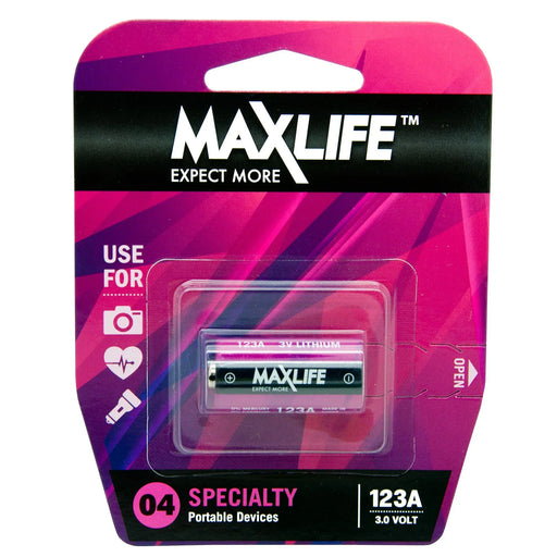 MAXLIFE 123A Lithium 3V Battery. 1Pk. - LX2001 - Homewares, Outdoor, Phone Accessories, Cases, Speakers, Headphones + More -