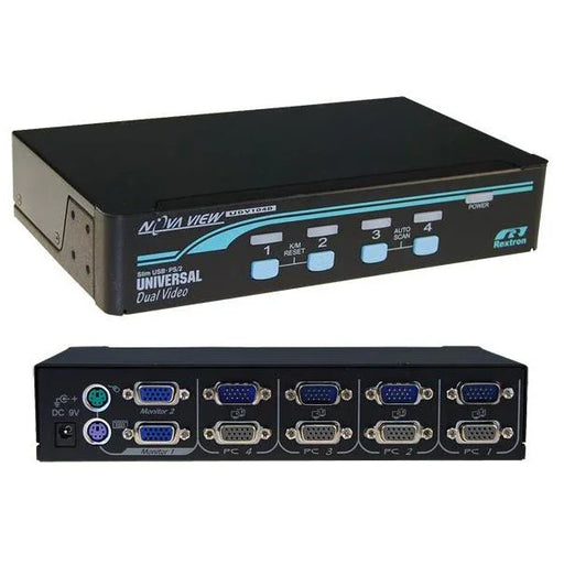REXTRON 1-4 USB/PS2 Dual Video (VGA) KVM Switch. 4x 1.8m USB leads incl. Black - LX2001 - Homewares, Outdoor, Phone Accessories, Cases, Speakers, Headphones + More -