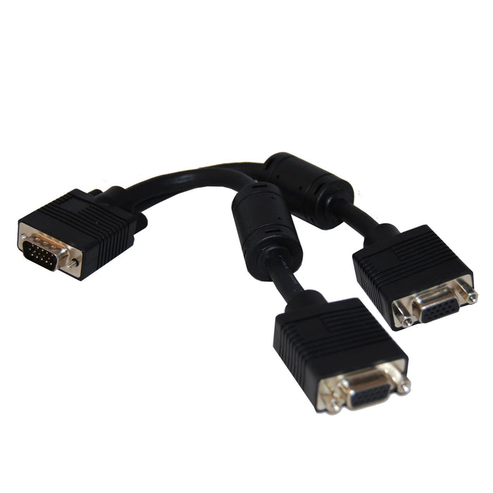 DYNAMIX 0.15m VGA Splitter Cable. (HD DB15M to 2x HD DB15F) Connect Dual VGA mon