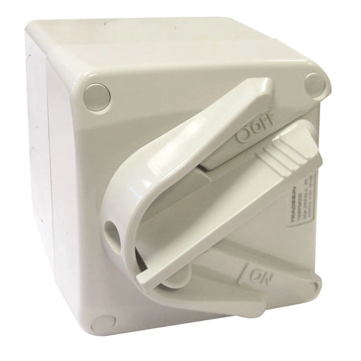 TRADESAVE Weatherproof Mini Isolator 2 Pole 240V 20A. Grey Heavy Duty Industrial - LX2001 - Homewares, Outdoor, Phone Accessories, Cases, Speakers, Headphones + More -