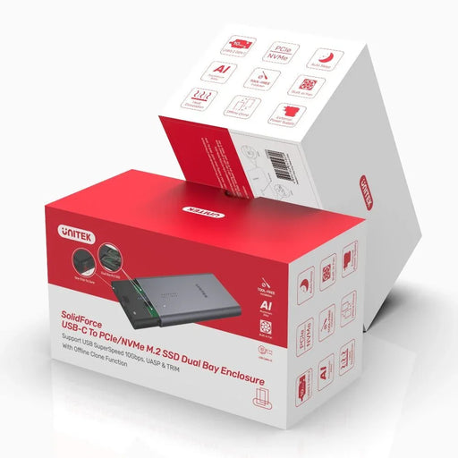 UNITEK USB-C to PCIe/NVMe M.2 SSD 10Gbps Dual Bay Enclosure. USB3.2 Gen2 10Gbps - LX2001 - Homewares, Outdoor, Phone Accessories, Cases, Speakers, Headphones + More -