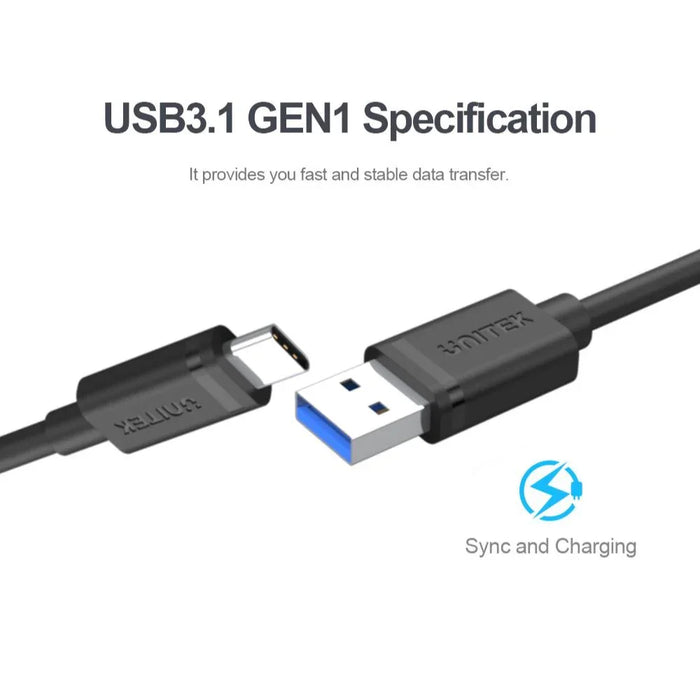 UNITEK 1m USB 3.1 USB-C Male to USB-A Male Cable. Reversible USB-C Connector; Su - LX2001 - Homewares, Outdoor, Phone Accessories, Cases, Speakers, Headphones + More -