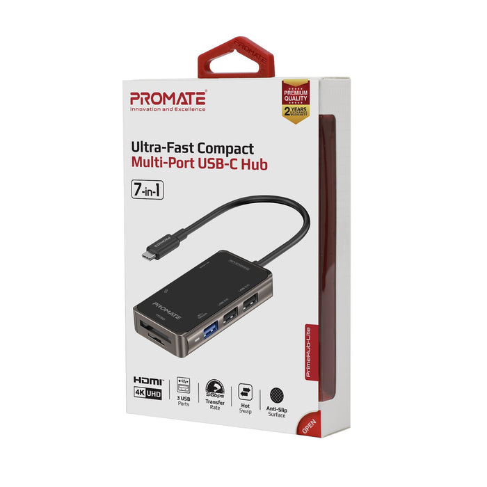 PROMATE 6-in-1 USB Multi-Port Hub with USB-C Connector with 4K HDMI Port, Dual U