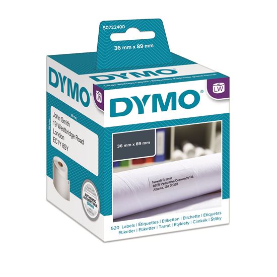 DYMO Genuine LabelWriter Address Labels (Self-Adhesive). 36mm x 89mm labels. Bla