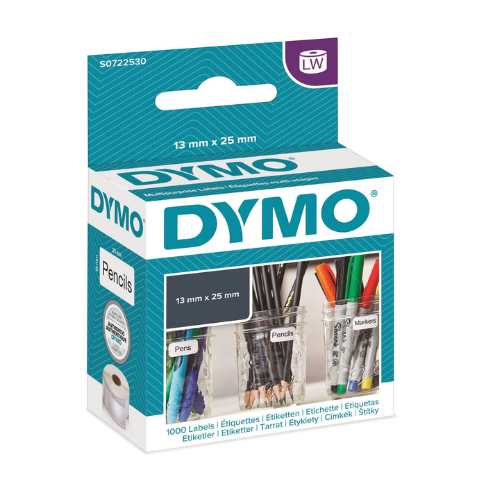 DYMO Genuine LabelWriter Multi Purpose 2 Up Labels  13mm x 25mm White, 1000 Labl