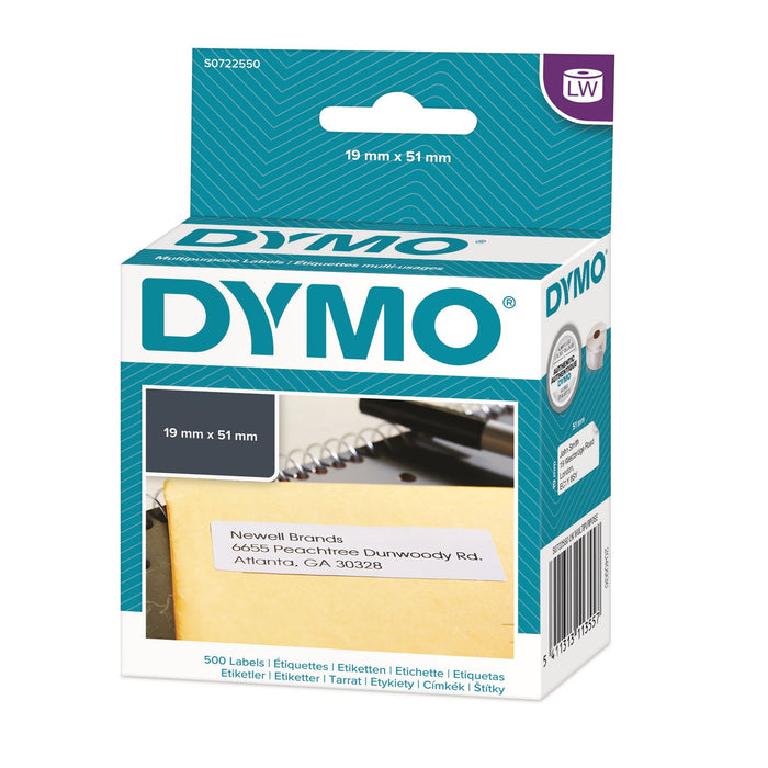 DYMO Genuine LabelWriter Multi Purpose Labels.1 roll (500 Labels). 19mm x 51mm.