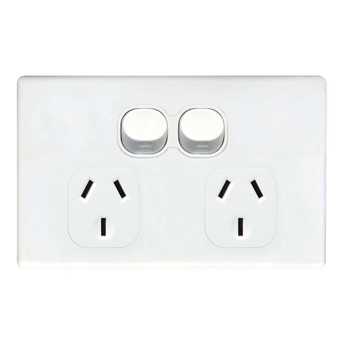 TRADESAVE Slim 10A Double Power Point. Removable Cover. Moulded in Flame Resista