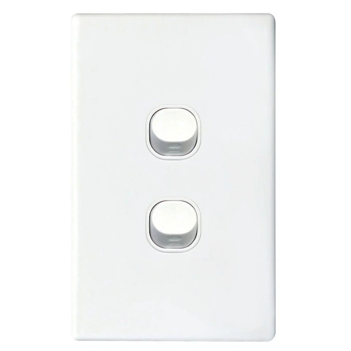 TRADESAVE Slim 16A 2-Way Vertical 2 Gang Switch. Moulded in Flame Resistant Poly - LX2001 - Homewares, Outdoor, Phone Accessories, Cases, Speakers, Headphones + More -