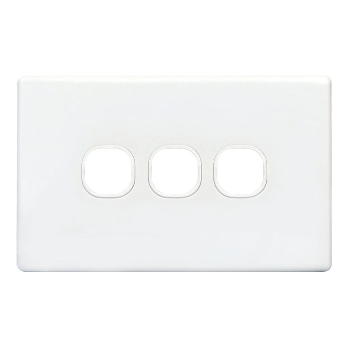 TRADESAVE Slim Switch Plate ONLY. 3 Gang. Accepts all Tradesave Mechanisms. Moul