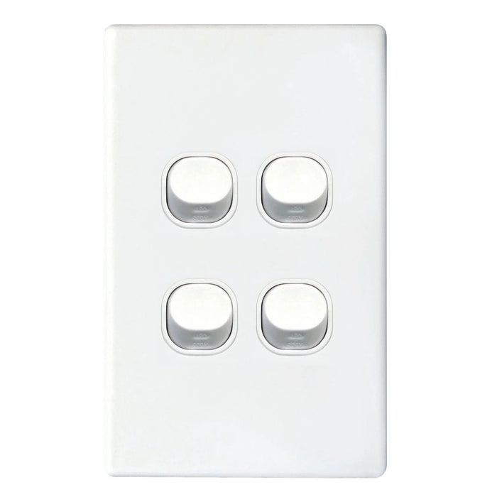 TRADESAVE Slim 16A 2-Way Vertical 4 Gang Switch. Moulded in Flame Resistant Poly - LX2001 - Homewares, Outdoor, Phone Accessories, Cases, Speakers, Headphones + More -
