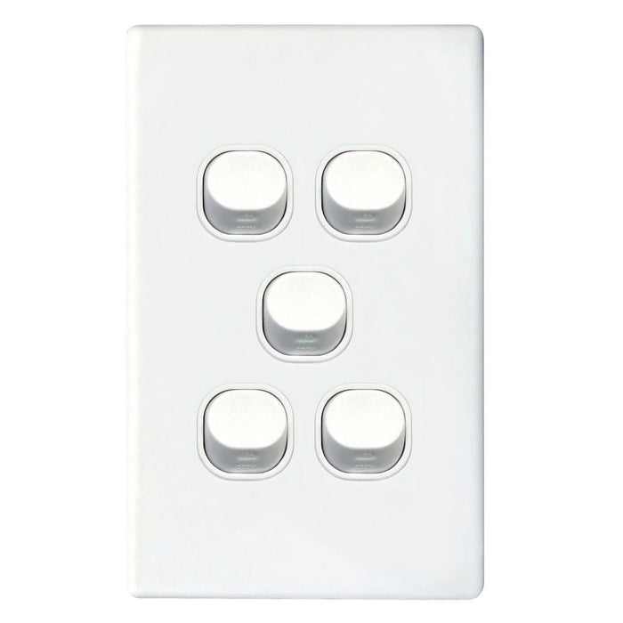 TRADESAVE Slim 16A 2-Way Vertical 5 Gang Switch. Moulded in Flame Resistant Poly - LX2001 - Homewares, Outdoor, Phone Accessories, Cases, Speakers, Headphones + More -