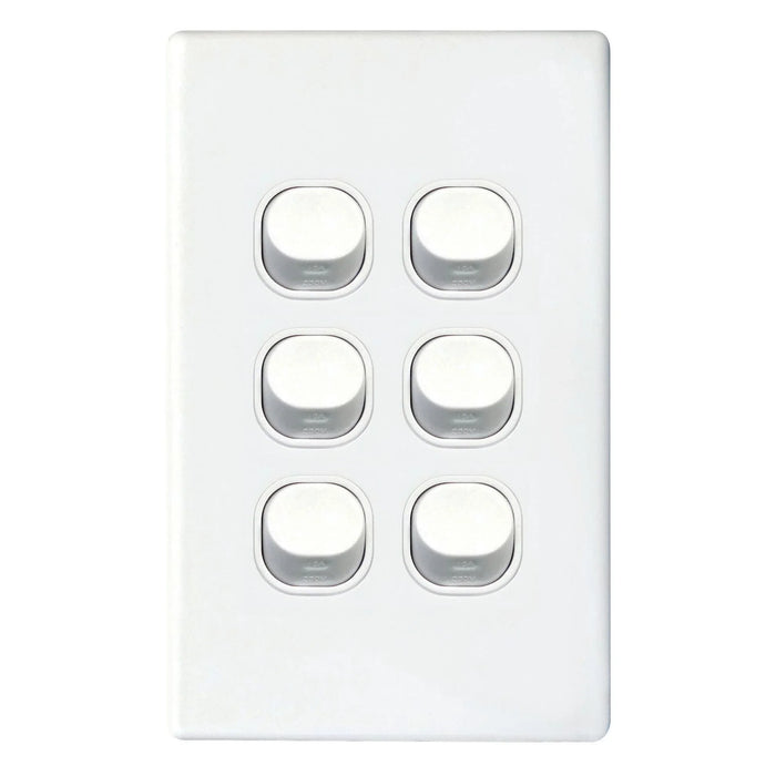 TRADESAVE Slim 16A 2-Way Vertical 6 Gang Switch. Moulded in Flame Resistant Poly - LX2001 - Homewares, Outdoor, Phone Accessories, Cases, Speakers, Headphones + More -