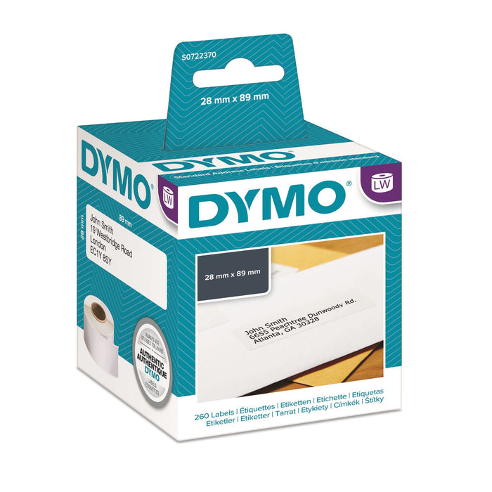 DYMO Genuine LabelWriter Address Labels (Self-Adhesive). 28mm x 89mm labels. Bla