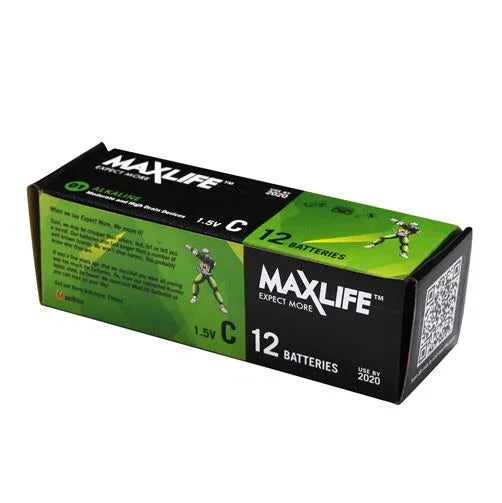 MAXLIFE C Alkaline Battery 12 Batteries Per Pack - LX2001 - Homewares, Outdoor, Phone Accessories, Cases, Speakers, Headphones + More -