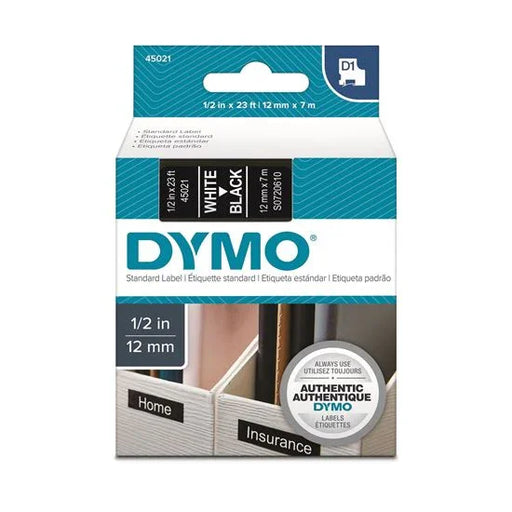 DYMO Genuine D1 Label Cassette Tape 12mm x 7M; White on Black Suitable for the L - LX2001 - Homewares, Outdoor, Phone Accessories, Cases, Speakers, Headphones + More -