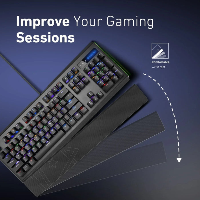 VERTUX Pro Gamer Mechanical Gaming Keyboard with RGB LED Backlight. 100% Anti-Gh - LX2001 - Homewares, Outdoor, Phone Accessories, Cases, Speakers, Headphones + More -