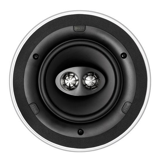 KEF Ultra Thin Bezel 6.5'' Dual Stereo Round In-Ceiling Speaker. Asymmetrical tw