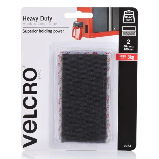 VELCRO Brand 50mm x 100mm Heavy Duty 2 Pack Hook & Loop Tape. Designed for Super - LX2001 - Homewares, Outdoor, Phone Accessories, Cases, Speakers, Headphones + More -