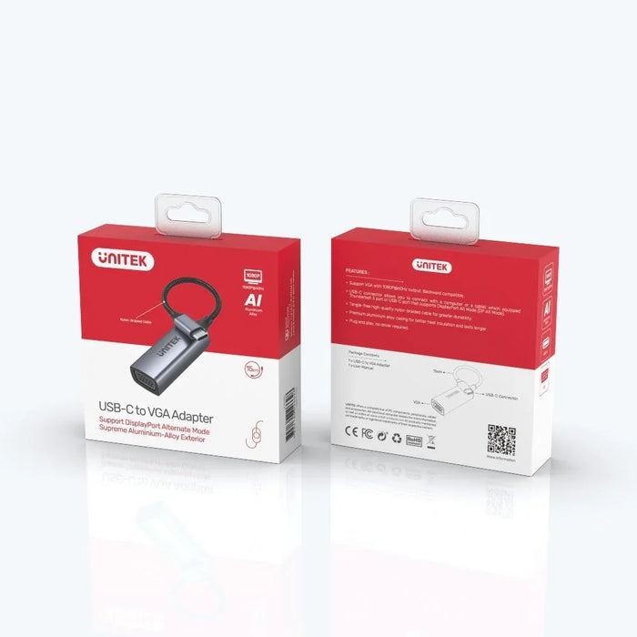 UNITEK Slim USB-C to VGA Converter. Convert USB-C to VGA. Aluminuim Housing with - LX2001 - Homewares, Outdoor, Phone Accessories, Cases, Speakers, Headphones + More -