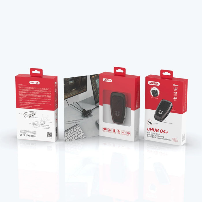 UNITEK 4-in-1 Multi-Port 100W PD Hub Supporting 10Gbps with USB-C Connector. Inc - LX2001 - Homewares, Outdoor, Phone Accessories, Cases, Speakers, Headphones + More -