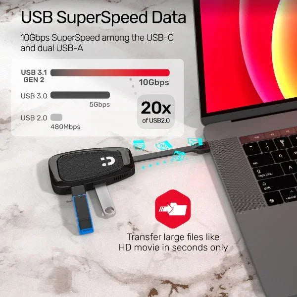 UNITEK 4-in-1 Multi-Port 100W PD Hub Supporting 10Gbps with USB-C Connector. Inc - LX2001 - Homewares, Outdoor, Phone Accessories, Cases, Speakers, Headphones + More -