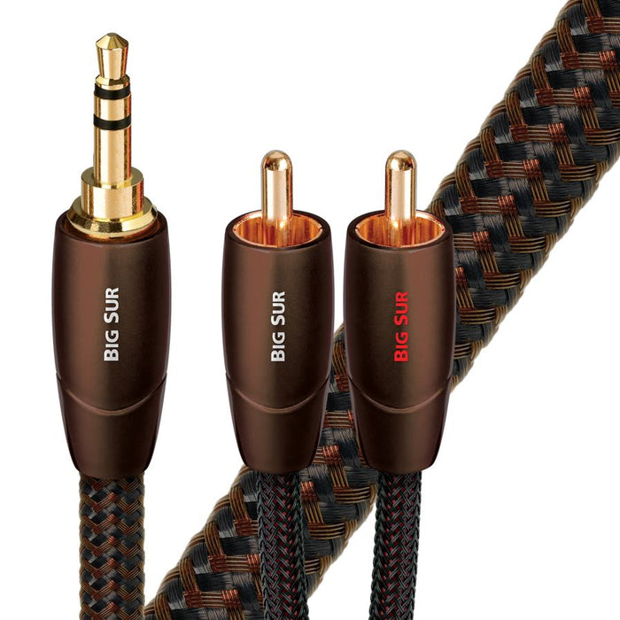 AUDIOQUEST Big Sur 1M 3.5mm to 2 RCA. Solid perf surface Copper plus. Gold Plate