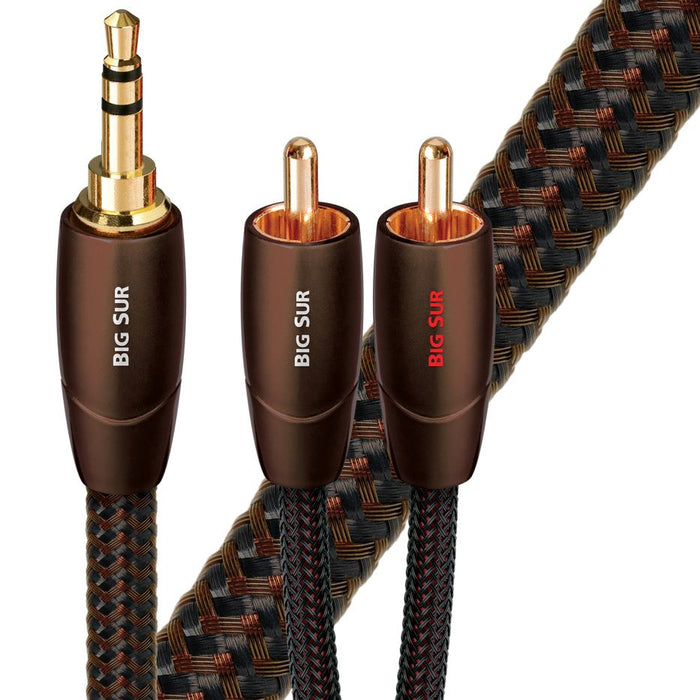 AUDIOQUEST Big Sur 3M 3.5mm to 2 RCA. Solid perf surface Copper plus. Gold Plate