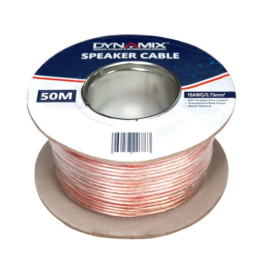 DYNAMIX 50m 18AWG PVC Speaker Cable Bare Copper Metre Marked Transparent Colour - LX2001 - Homewares, Outdoor, Phone Accessories, Cases, Speakers, Headphones + More -