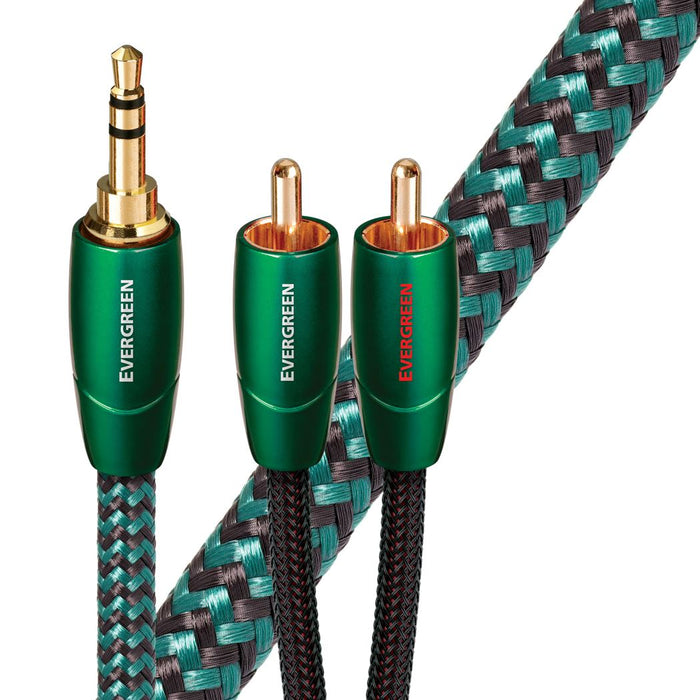 AUDIOQUEST Evergreen 1.5M 3.5mm to 2 RCA. Solid Long Grain Copper Gold Plated/co