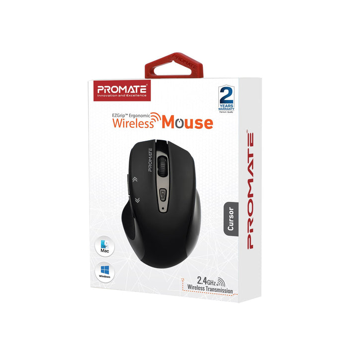 PROMATE EZGrip Ergonomic Wireless Mouse with Quick Forward/Back Buttons. 800/120
