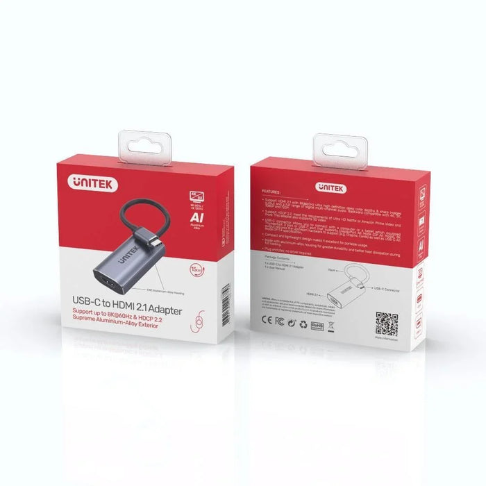 UNITEK USB-C to HDMI 2.1 Adapter 8k 60Hz. Space Grey Colour - LX2001 - Homewares, Outdoor, Phone Accessories, Cases, Speakers, Headphones + More -