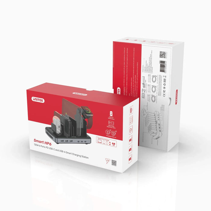 UNITEK 6-Port USB-C & USB-A Smart Charging Station with 120W Triple USB PD. Adju - LX2001 - Homewares, Outdoor, Phone Accessories, Cases, Speakers, Headphones + More -