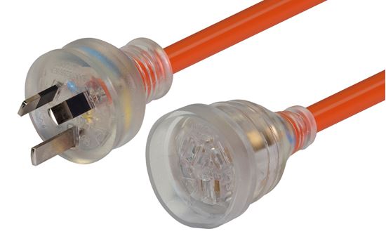 DYNAMIX 30M 240v Extra Heavy Duty Power Extension Lead (3 Core 1.5mm) LED Clear