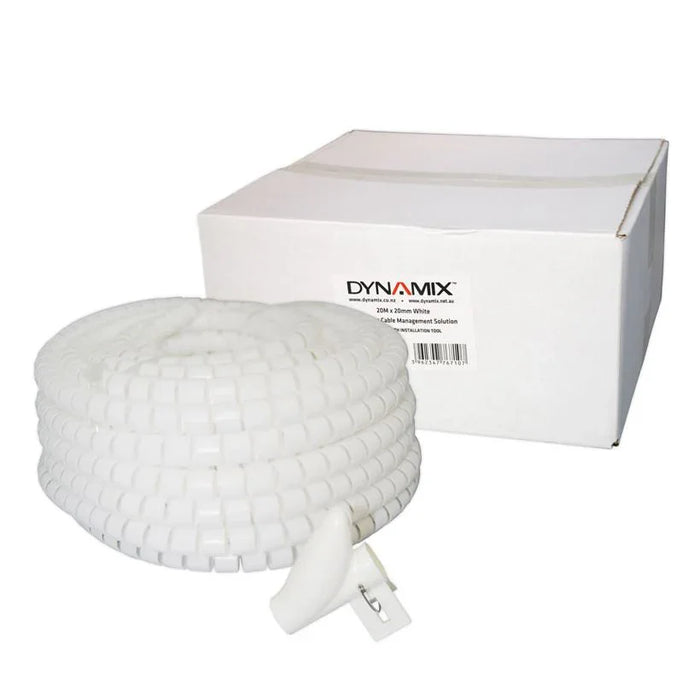 DYNAMIX 20mx20mm Easy Wrap - Cable Management Solution, Bulk Packed White - LX2001 - Homewares, Outdoor, Phone Accessories, Cases, Speakers, Headphones + More -