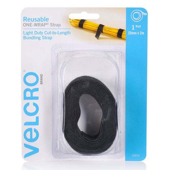 VELCRO Brand 25mm x 2m Reusable Cut-to-Lenght ONE-WRAP Strap. Designed for Cable