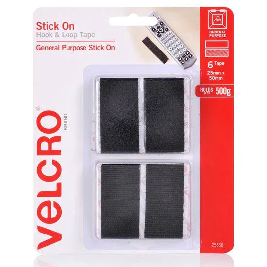 VELCRO Brand 25mm x 50mm Stick on Hook & Loop Pre-Cut 6 Pack Surface Tape. Desig - LX2001 - Homewares, Outdoor, Phone Accessories, Cases, Speakers, Headphones + More -
