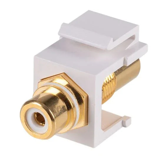 DYNAMIX White RCA to RCA Keystone Adapter. Gold Plated - LX2001 - Homewares, Outdoor, Phone Accessories, Cases, Speakers, Headphones + More -