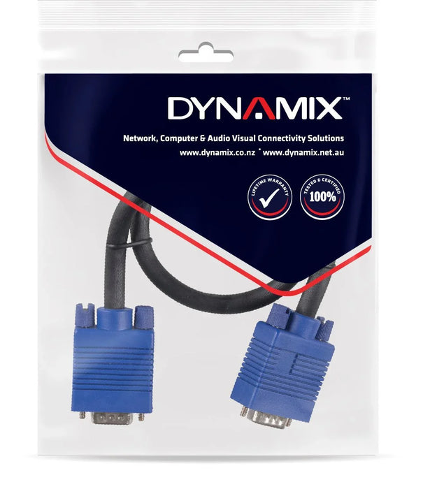 DYNAMIX 0.5m VESA DDC1 & DDC2 VGA Male/Male Cable - Moulded Black - LX2001 - Homewares, Outdoor, Phone Accessories, Cases, Speakers, Headphones + More -