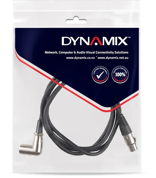 DYNAMIX 2m XLR 3-Pin Right Angled Male to 3-Pin Female Balanced Audio Cable - LX2001 - Homewares, Outdoor, Phone Accessories, Cases, Speakers, Headphones + More -