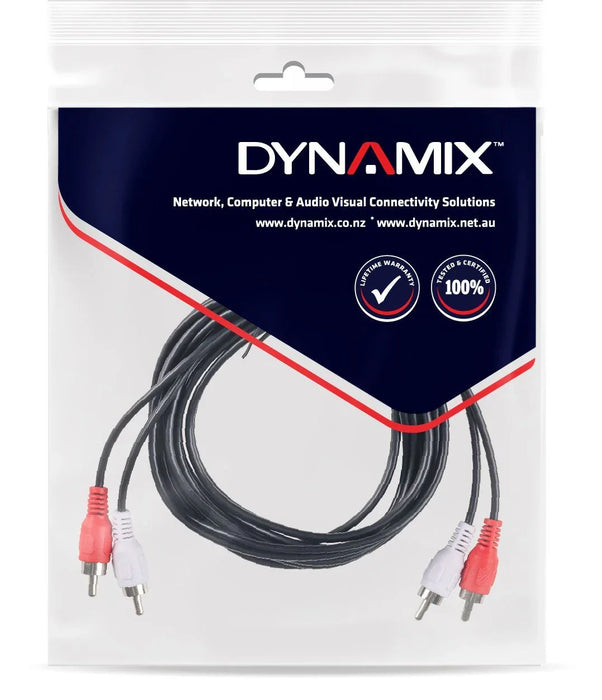DYNAMIX 10m RCA Audio Cable 2 RCA to 2 RCA Plugs, Coloured Red & White - LX2001 - Homewares, Outdoor, Phone Accessories, Cases, Speakers, Headphones + More -