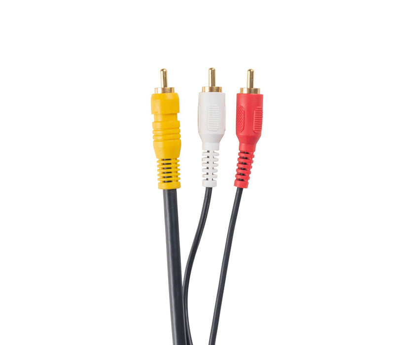 DYNAMIX 5m RCA Audio Video Cable, 7 to 3 RCA Plugs. Yellow RG59 Video, standard