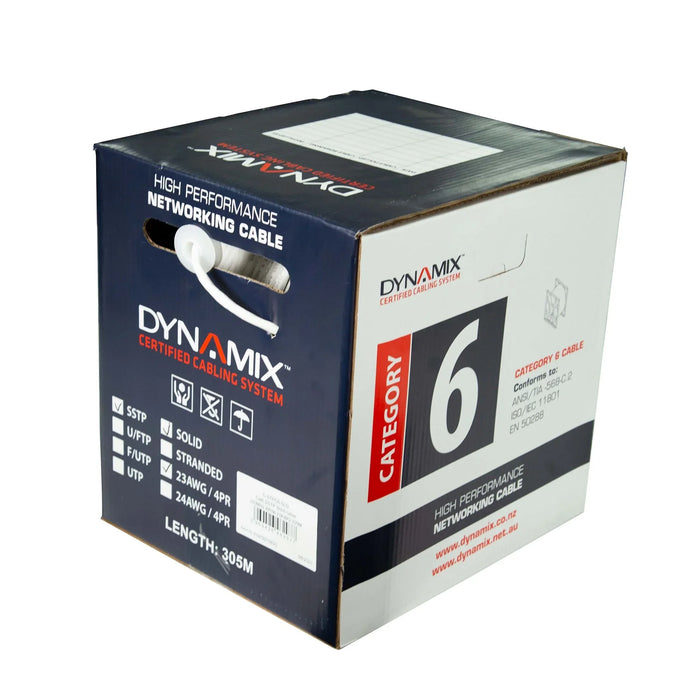 DYNAMIX 305m Cat6 SSTP Solid Shielded Cable Roll, 100MHz, 23AWGx4P, White - LX2001 - Homewares, Outdoor, Phone Accessories, Cases, Speakers, Headphones + More -