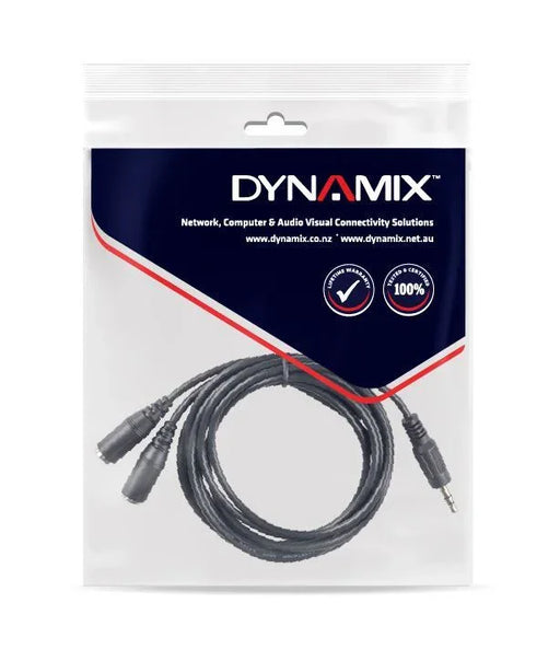 DYNAMIX 0.2m Stereo Y Cable 3.5mm Plugs - LX2001 - Homewares, Outdoor, Phone Accessories, Cases, Speakers, Headphones + More -