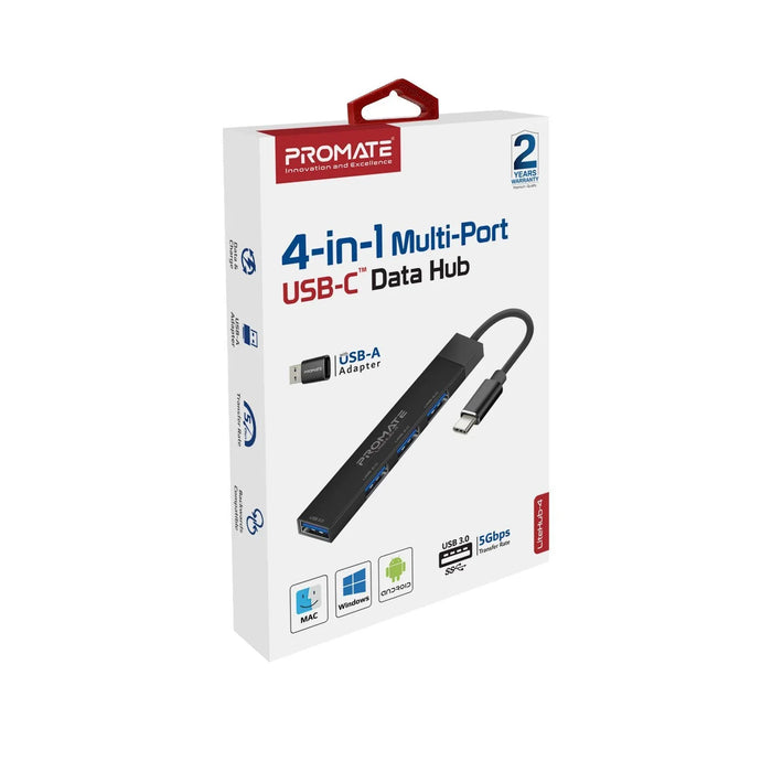 PROMATE 4-in-1 Ultra-Slim Multi Port Hub. Includes USB-C & USB-A Adapter. 4x USB - LX2001 - Homewares, Outdoor, Phone Accessories, Cases, Speakers, Headphones + More -