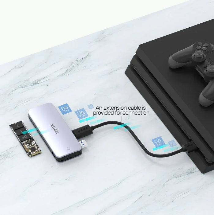 UNITEK PS5 External Storage. Dual USB-A 10G to M.2 PCIe/NVMe Enclosure. Grey - LX2001 - Homewares, Outdoor, Phone Accessories, Cases, Speakers, Headphones + More -