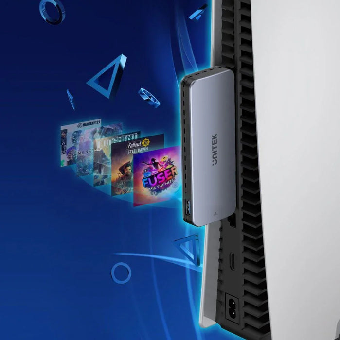 UNITEK PS5 External Storage. Dual USB-A 10G to M.2 PCIe/NVMe Enclosure. Grey - LX2001 - Homewares, Outdoor, Phone Accessories, Cases, Speakers, Headphones + More -