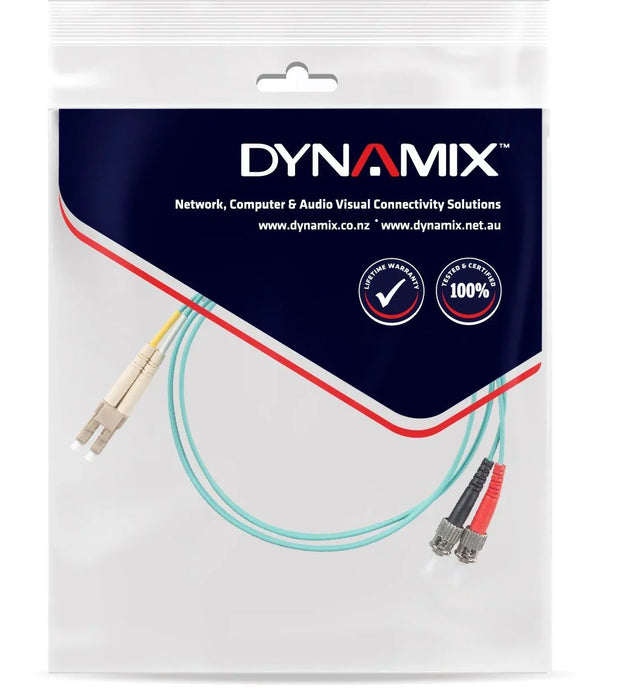 DYNAMIX 0.5M 50u LC/ST OM3 Fibre Lead (Duplex, Multimode) Aqua LSZH Jacket - LX2001 - Homewares, Outdoor, Phone Accessories, Cases, Speakers, Headphones + More -