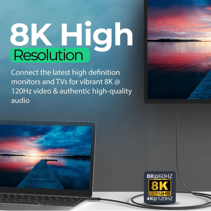 PROMATE 1m USB-C Thunderbolt Cable. Supports 40Gps & 100W PD. Supports Up to 8k@ - LX2001 - Homewares, Outdoor, Phone Accessories, Cases, Speakers, Headphones + More -